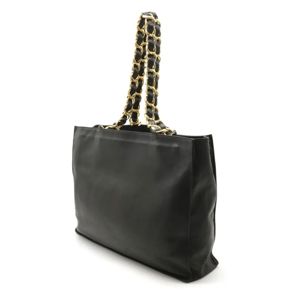 SOLD Chanel Vintage Black Large CC 24k plated gold chain tote - Picture 5 of 13